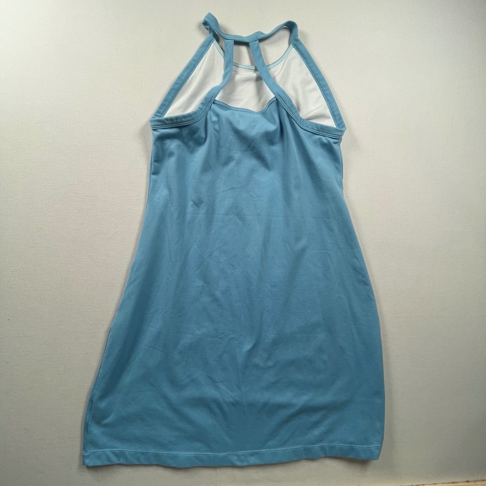 Athletic Halter Mini Dress Blue Triple Strap Racerback Built-in Bra Activewear - Picture 5 of 7